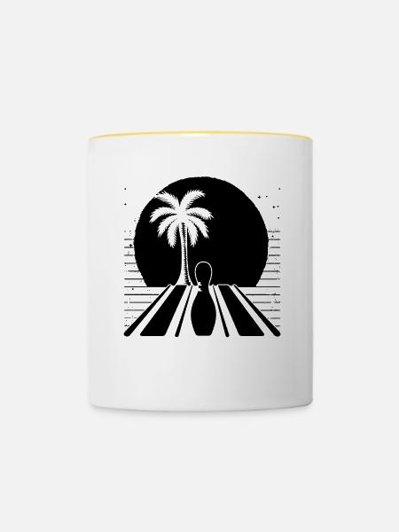 Bowling Zeichnung - Tasse zweifarbig - Weiß/Gelb