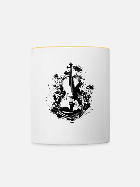Violine - Tasse zweifarbig - Weiß/Gelb