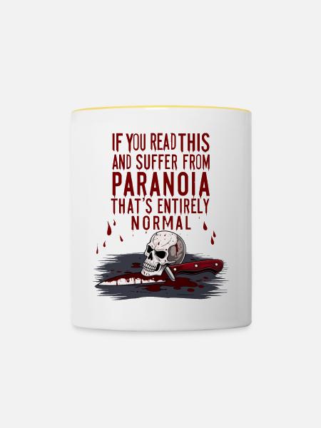 Normale Paranoia - Tasse zweifarbig - Weiß/Gelb