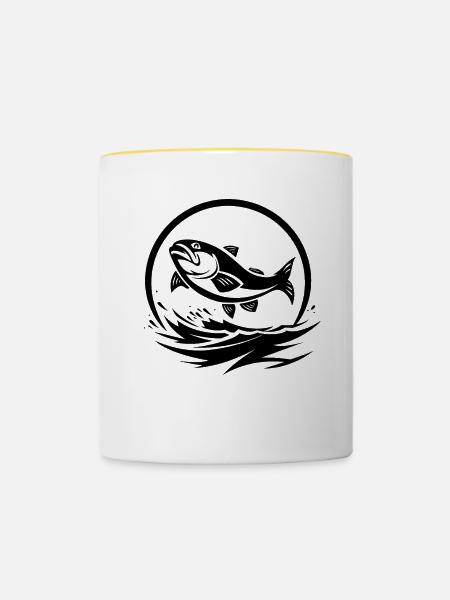 Angeln - Tasse zweifarbig - Weiß/Gelb