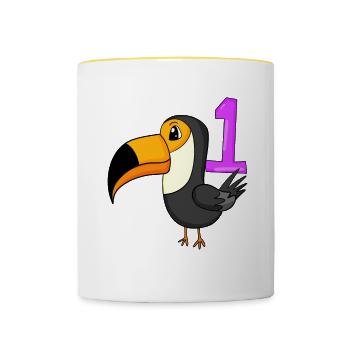 Number 1 Number One - Toucans Bird Motif - Contrasting Mug - white/yellow - Front
