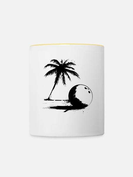 Bowling Skizze - Tasse zweifarbig - Weiß/Gelb