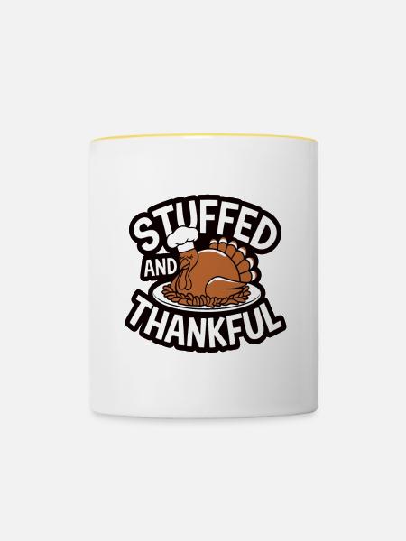 Lustiger Thanksgiving Truthahn - Tasse zweifarbig - Weiß/Gelb