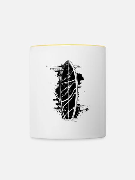 Surfbrett - Tasse zweifarbig - Weiß/Gelb