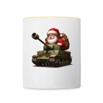 Père Noël Char Noël - Mug contrasté - blanc/jaune - Devant