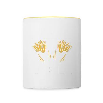 French Fries Food Pun Potato - Contrasting Mug - white/yellow - Front