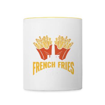 French Fries Food Pun Potato - Contrasting Mug - white/yellow - Front