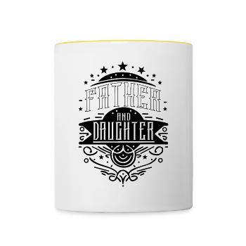 Vater und Tochter Familie Liebe Geschenk Papa Dad - Tasse zweifarbig - Weiß/Gelb - Vorne