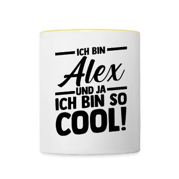 Alexander Alexandra Alexa Alex - Tasse zweifarbig - Weiß/Gelb - Vorne
