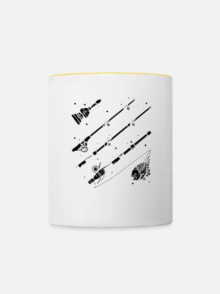Fischen Grafik - Tasse zweifarbig - Weiß/Gelb