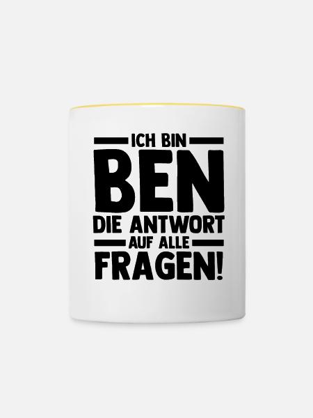 Vorname Ben - Tasse zweifarbig - Weiß/Gelb