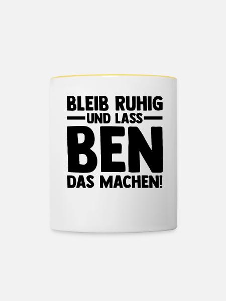 Vorname Ben - Tasse zweifarbig - Weiß/Gelb