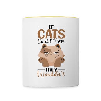Drôle de dicton de chat - Mug contrasté - blanc/jaune - Devant