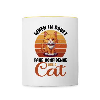 Drôle de dicton de chat - Mug contrasté - blanc/jaune - Devant