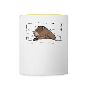 Chemise de nuit officielle Pyjama marmotte - Mug contrasté - blanc/jaune - Devant