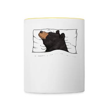 Chemise de nuit officielle Pyjama ours noir - Mug contrasté - blanc/jaune - Devant