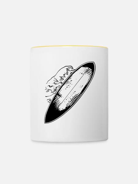 Surfbrett - Tasse zweifarbig - Weiß/Gelb