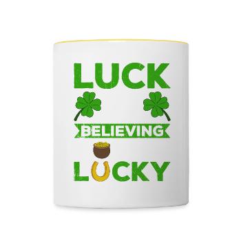 Happy St. Patrick's Day Kleeblätter - Tasse zweifarbig - Weiß/Gelb - Vorne