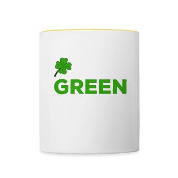 Happy St. Patrick's Day Kleeblätter - Tasse zweifarbig - Weiß/Gelb - Vorne