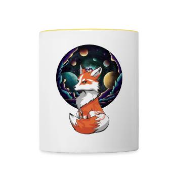 Mystic Fox Foxes Vixen Planet All - Contrasting Mug - white/yellow - Front