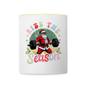 Rizz the Season Lustiger Weihnachtsmann Weihnachte - Tasse zweifarbig - Weiß/Gelb - Vorne