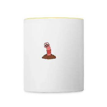 Mignon ver drôle vers de terre vers de terre - Mug contrasté - blanc/jaune - Devant