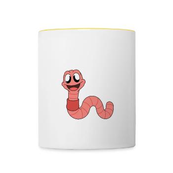 Mignon ver drôle vers de terre vers de terre - Mug contrasté - blanc/jaune - Devant