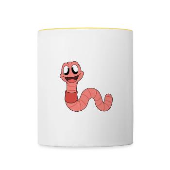 Mignon ver drôle vers de terre vers de terre - Mug contrasté - blanc/jaune - Devant