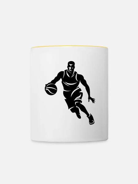 Basketballspieler - Tasse zweifarbig - Weiß/Gelb