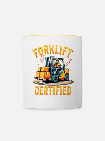 Forklift Certified Gabelstapler - Tasse zweifarbig - Weiß/Gelb