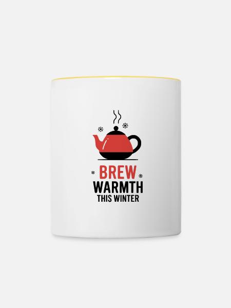 Brew warmth this winter - Tasse zweifarbig - Weiß/Gelb