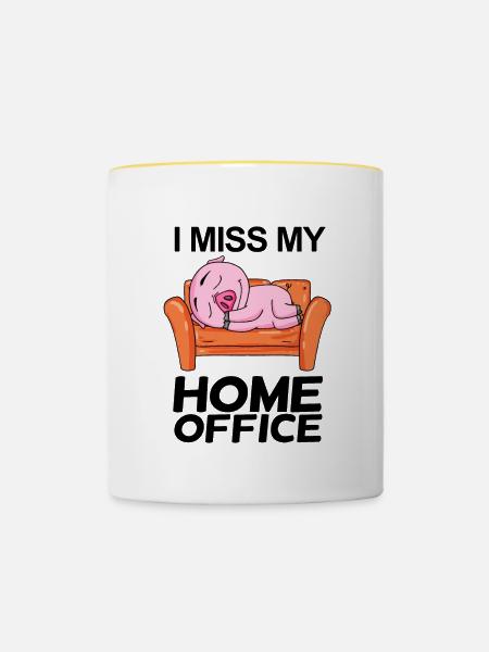 Home Office Spruch lustig - Tasse zweifarbig - Weiß/Gelb