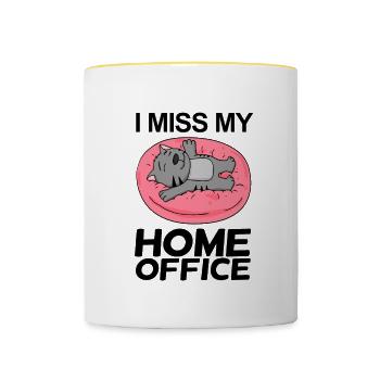 Bureau à domicile Dire drôle - Mug contrasté - blanc/jaune - Devant