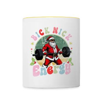 Big Nick Energy Funny Santa Claus Christmas - Contrasting Mug - white/yellow - Front