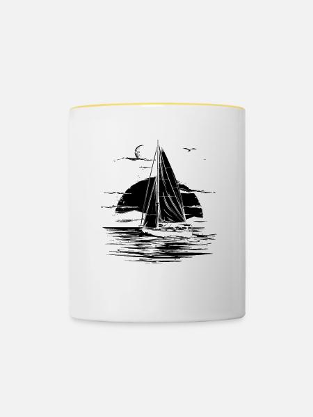 Segeln - Tasse zweifarbig - Weiß/Gelb