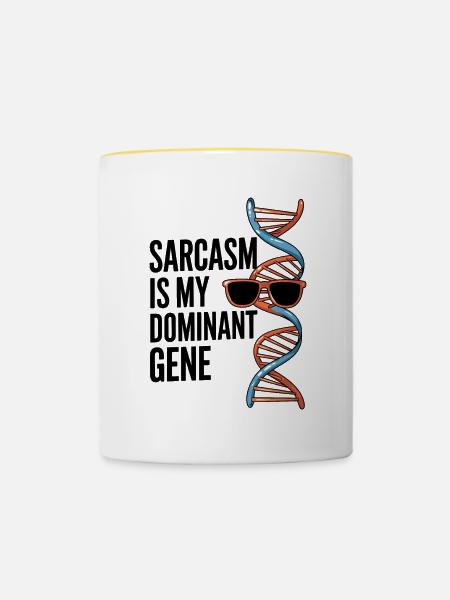 Sarkasmus Gene DNA Genetik - Tasse zweifarbig - Weiß/Gelb