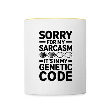 Sarcasm Genes DNA Genetics - Contrasting Mug - white/yellow - Front
