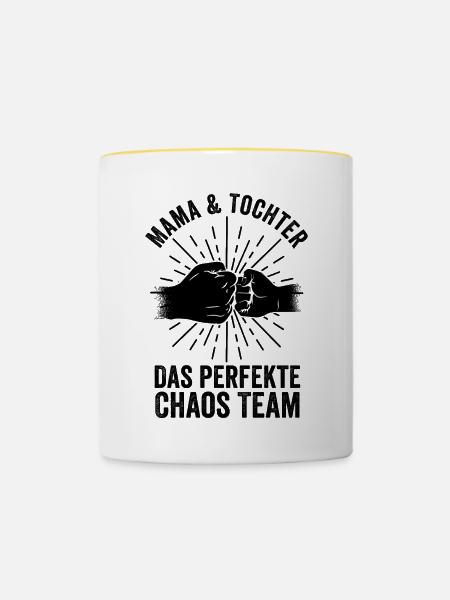 Mutter Mama Und Tochter - Tasse zweifarbig - Weiß/Gelb