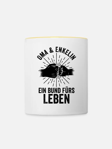 Großmutter Enkelin Oma - Tasse zweifarbig - Weiß/Gelb