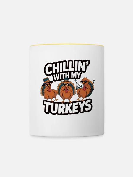 Lustiger Thanksgiving Truthahn - Tasse zweifarbig - Weiß/Gelb