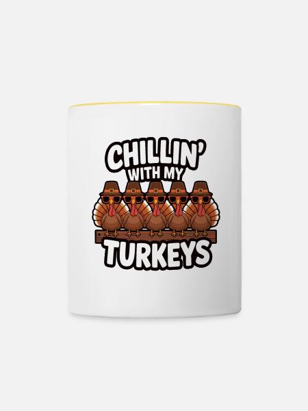 Lustiger Thanksgiving Truthahn - Tasse zweifarbig - Weiß/Gelb