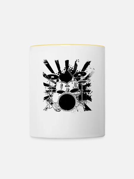 Schlagzeug - Tasse zweifarbig - Weiß/Gelb
