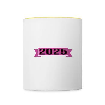 Rente 2025 Retraité 2025 Rente 2025 - Mug contrasté - blanc/jaune - Devant