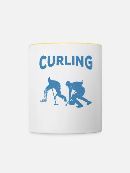 Curling Sport Curling - Tasse zweifarbig - Weiß/Gelb