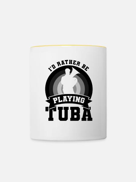 Tuba Spieler Witz - Tasse zweifarbig - Weiß/Gelb