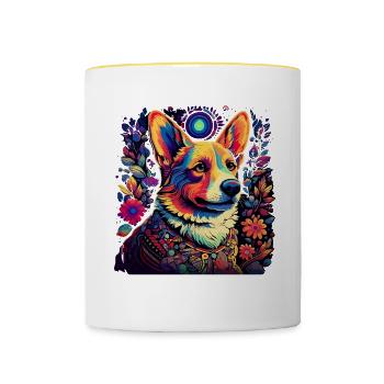 Dog In Color Dog Owner, Colorful Dog - Contrasting Mug - white/yellow - Front