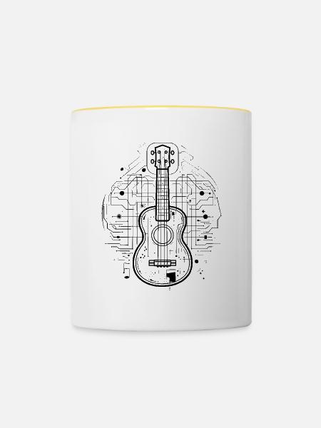Ukulele - Tasse zweifarbig - Weiß/Gelb