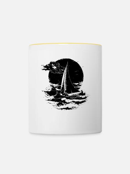 Segeln - Tasse zweifarbig - Weiß/Gelb