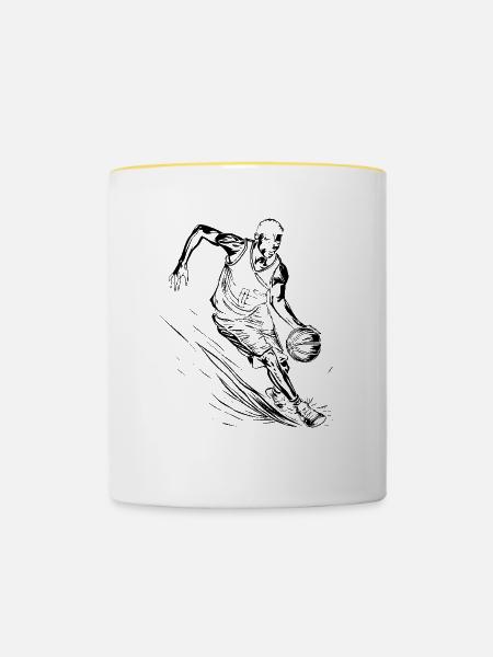 Basketballspieler - Tasse zweifarbig - Weiß/Gelb