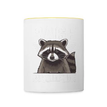 Rage Consumes Me Funny Raccoon Silly Humor Animal - Contrasting Mug - white/yellow - Front